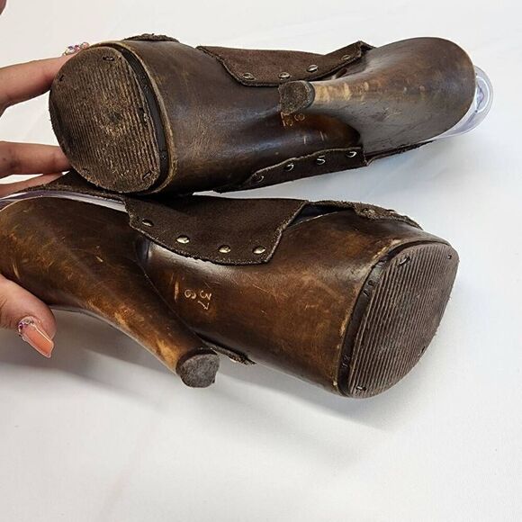 Charles David Size 37 Gabriela Brown Suede Platform Peep Toe Heels (a) - Picture 8 of 10